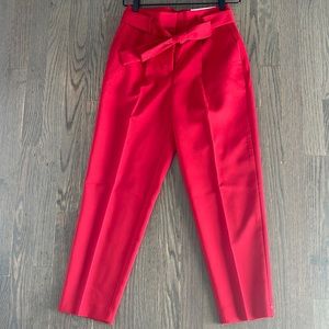 Ann Taylor Belted High Waist Taper Pant 00 petite